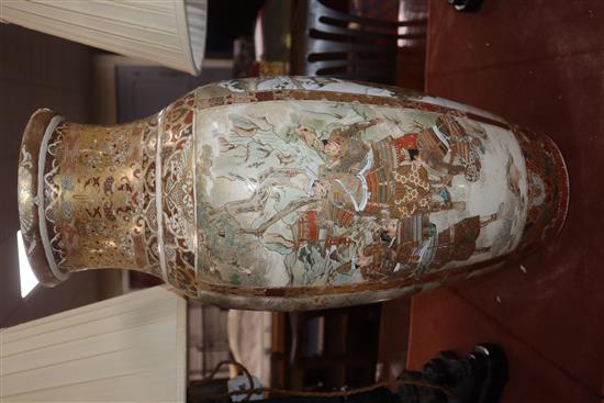 A large Satsuma vase (cracked) height 61cm